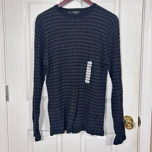 Alfani Men’s Small Merino Wool Base Layer Sweater Striped Navy & Cream NWT Vtg